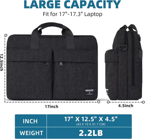 Miniatura 2 de KINGSLONG Maletín para laptop de 17.3 pulgadas para hombres y mujeres, bolsa de mensajero para laptop con correa para el hombro, bolsa cruzada