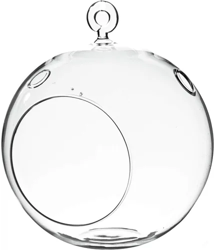 Miniatura 13 de WGV Globo de terrario colgante, ancho 5 pulgadas, altura 6 pulgadas, maceta de aire para suculentas, florero de vidrio transparente con parte