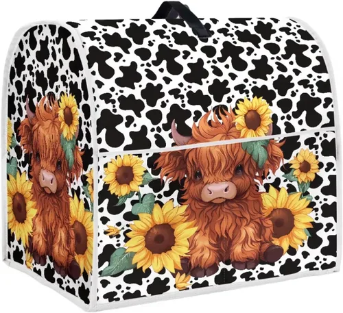Miniatura 24 de UNICEU Protector de cubierta de batidora de soporte de cocina con estampado retro de mariposa de girasol, con mango superior, cubierta de polvo