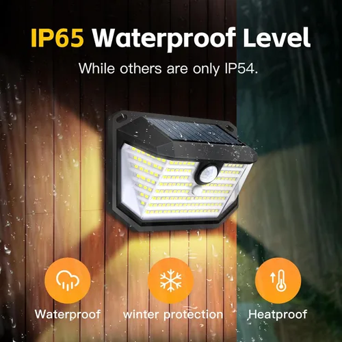 Miniatura 3 de Luces solares con sensor de movimiento para exteriores, 178 LED impermeables IP65, luz de seguridad montada en la pared con 3 modos, gran angular