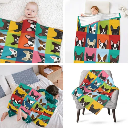 Miniatura 3 de Boston Terrier - Manta de bebé de 30 x 40 pulgadas, manta de franela súper suave para bebés y niños pequeños, adorable manta de cachorro