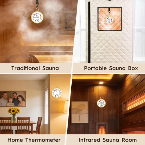 Miniatura 7 de Termómetro de sauna Fahrenheit e higrómetro 2 en 1, cordón mejorado montado para caja de sauna de vapor portátil para sauna de vapor, sauna