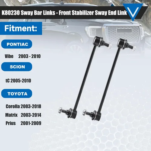 Miniatura 2 de K80230 Enlaces de Barra Estabilizadora Compatibles con Pontiac Vibe 2003-2010, Scion tC 2005-2010, Toyota Corolla 2003-2018, Toyota Matrix 2 K80230