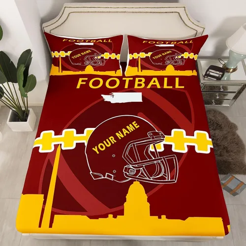 Miniatura 18 de Erosebridal Juego de sábanas bajeras personalizadas de fútbol americano para niños y niñas, juego de cama de jugadores de fútbol, juego de ropa
