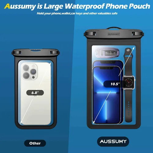 Miniatura 2 de Paquete de 4 fundas impermeables grandes para teléfono de 10.5" - Soporte transparente para celular bajo el agua - Bolsa seca universal a prueba
