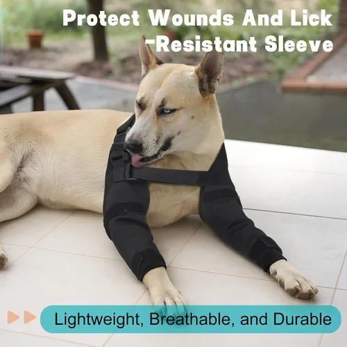 Miniatura 2 de Funda protectora de codo para perro para artritis, higroma, úlceras por presión y callosidades, manga ajustable para patas delanteras de perro