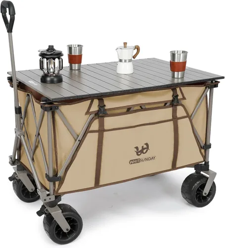 Whitsunday - Carro plegable de alta resistencia con ruedas todo terreno, 200 kg Carro plegable de utilidad para camping, parque con mesa para playa
