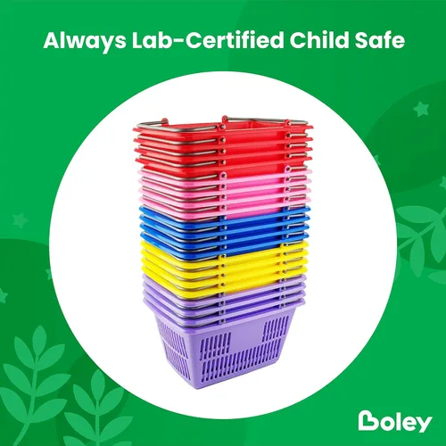 Miniatura 4 de Boley Cestas de aula, paquete de 20 contenedores apilables de plástico coloridos de 10 x 6 pulgadas con asas, ideales para la escuela, guardería