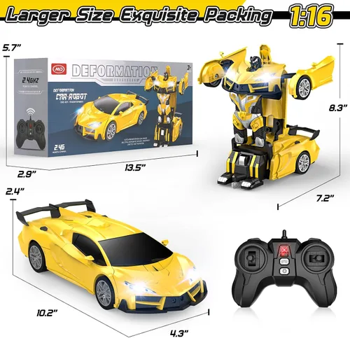 Miniatura 7 de Qumcou Auto de control remoto de transformación, autos RC para niños de 3 a 5 6 a 8 años, autos de juguete transformables con un botón, 2.4 GHz