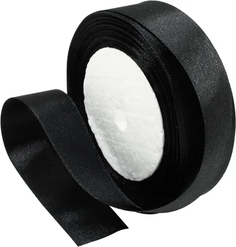 Miniatura 5 de Cinta de satén negra de 1 pulgada x 25 yardas, perfecta para ramos de boda, envolver regalos, manualidades y costura