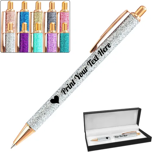 Miniatura 36 de Hasta 100 bolígrafos personalizados a granel con nombre, bolígrafo con purpurina personalizable, logotipo de negocios, mensaje de texto, regalo