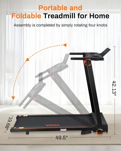 Miniatura 3 de ECHANFIT Incline Treadmill with Handles, 3.0 HP Small Treadmills for Home with 300 LBS Capacity, Walking Pad with LED Dispay, 24 Preset Programs