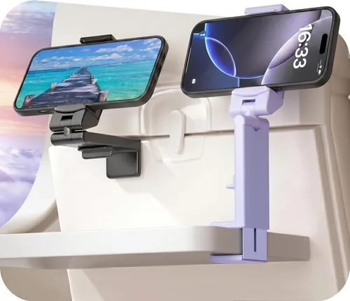Miniatura 13 de Perilogics Soporte de Montaje para Teléfono de Avión Universal en Vuelo Visualización Manos Libres con Rotación Dual Multidireccional de 360 Grados