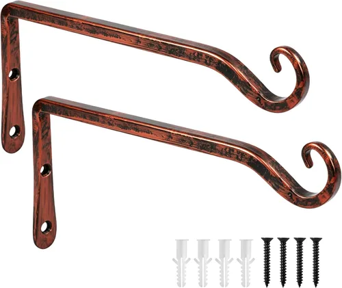 Miniatura 15 de FEED GARDEN Ganchos de pared para plantas colgantes de 10 pulgadas, paquete de 2 soportes de metal resistentes para plantas, con capacidad para 48