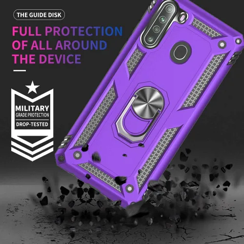 Miniatura 2 de Samsung A21 - Funda para teléfono Galaxy A21 con protector de pantalla, funda protectora de grado militar con anillo para Samsung Galaxy A21 (negro)