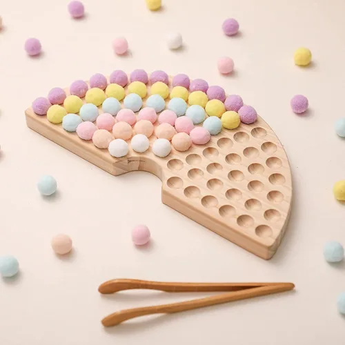 Miniatura 2 de ibwaae Juego de tablero de clavijas de madera con cuentas para clasificación de colores. Juego de cuentas de conteo y clasificación. Juego