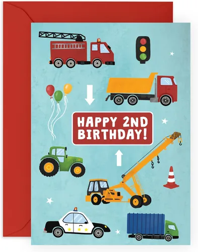 Miniatura 8 de CENTRAL 23 Tarjeta colorida de primer cumpleaños para niños – Feliz primer cumpleaños – Edad 1 – 1 año – Tarjeta de felicitación de camión y coche