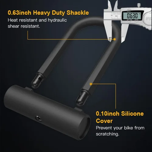 Miniatura 2 de Bloqueo en U para bicicleta de alta resistencia, grillete de 0.630 in y cable de seguridad de 4 pies/6 pies de longitud con soporte de montaje Small