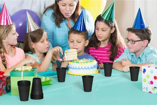 Miniatura 7 de Party Solids Vasos de plástico negros - 12 onzas, paquete de 100