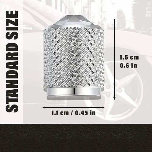 Miniatura 2 de STEEL HAWK - Tapones de vástago de válvula de aire de acero inoxidable con cristales de strass brillantes - Sello hermético, aleación mecanizada CNC