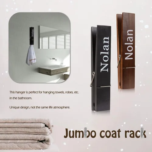 Miniatura 6 de Ganchos grandes de madera personalizados con nombre grabado personalizado de 12 pulgadas, clips para la ropa, toallero, decoración de pared de baño