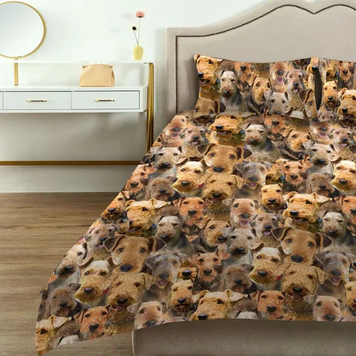 Miniatura 3 de Airedale Terrier - Juego de funda de edredón con estampado de cara de perro, juego de ropa de cama de 3 piezas, juego de funda de edredón suave