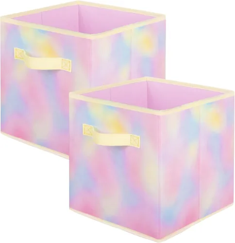 Miniatura 27 de PowerKing Cubos de almacenamiento plegables con asas, contenedores plegables de tela para estantes de armario, contenedores de almacenamiento Naranja