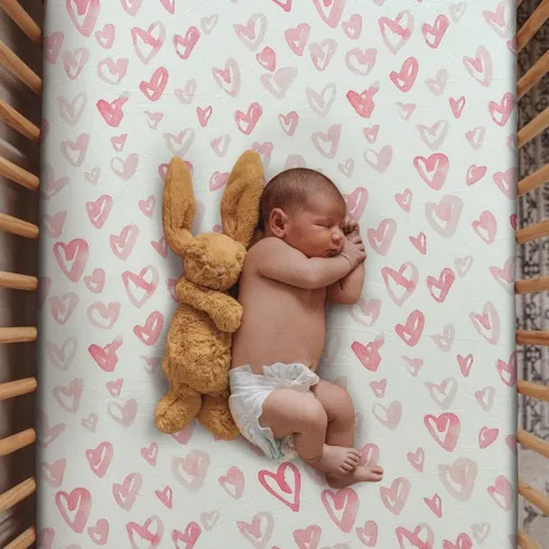 Miniatura 14 de Sábana ajustada suave para cuna, sábana elástica y transpirable para cuna para niños y niñas, se adapta a colchones estándar de cuna y niños