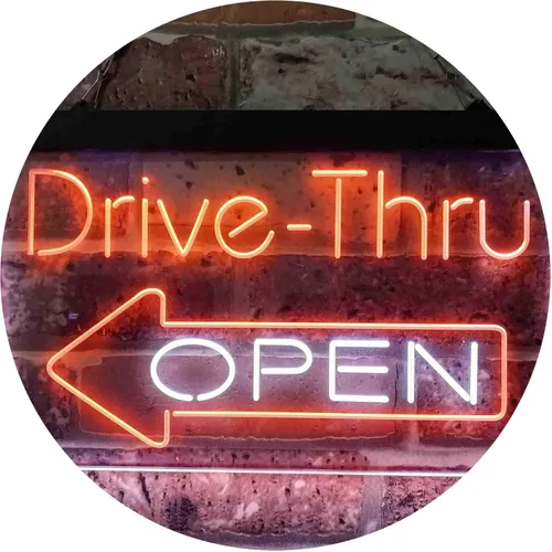 Miniatura 20 de ADVPRO Drive Thru Open Flecha Izquierda Señal de neón LED de doble color, azul y rojo, 24 x 16 pulgadas st6s64-i3827-br