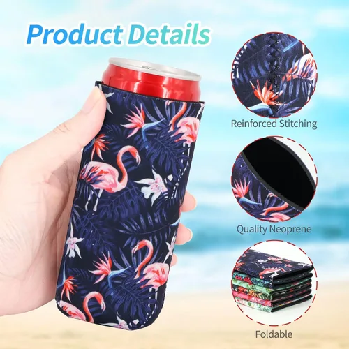 Miniatura 3 de 2 Fundas de neopreno para enfriar latas largas de cerveza, fundas para lata de cerveza plegables, fundas para enfriar latas, adecuadas para bebidas