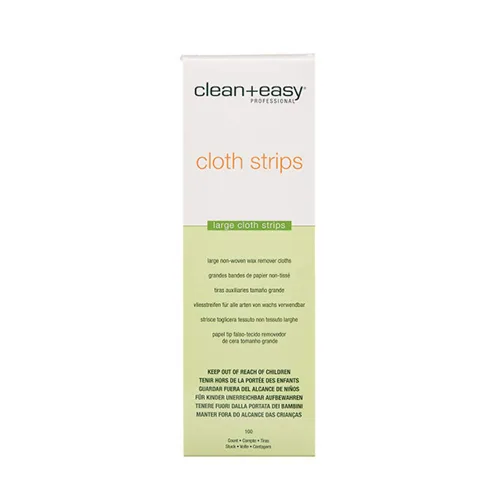 Clean + Easy Tiras de cera de tela – Tiras de cera no tejidas para depilación, salón de belleza y uso en el hogar para cara, piernas y cuerpo, 3 x 9