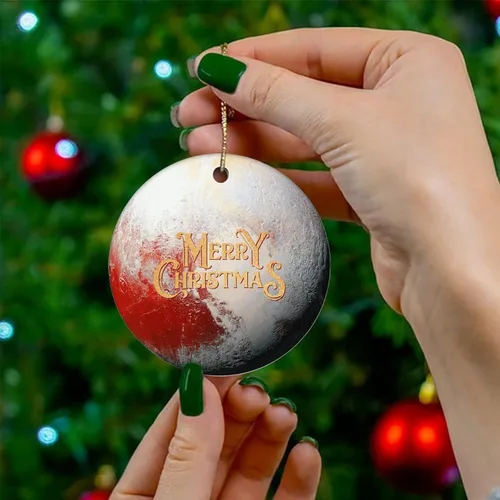Miniatura 4 de Adorno de Navidad de cerámica con diseño de planeta galáctico cósmico impreso de dos caras, novedad para familiares, amigos, niños, colgantes
