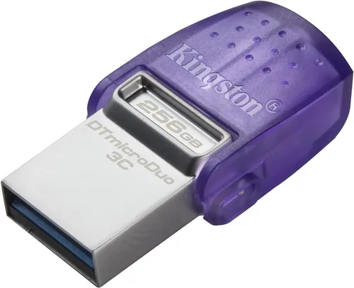 Kingston DataTraveler microDuo 3C 256GB USB-C y USB-A Flash Drive | Velocidades de hasta 200 MB/s | USB 3.2 Gen 1 | Conector Duo | DTDUO3CG3/256GB