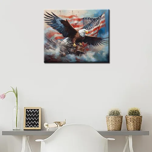 Miniatura 3 de Tucocoo Kits de pintura patriótica de estrellas por números para adultos, pintura de águila por números para adultos, kits de pintura al óleo