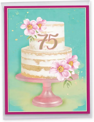 Miniatura 7 de NobleWorks J8261MBG - Tarjeta de felicitación de cumpleaños de 75 x 11 pulgadas con sobre (1 unidad), tamaño grande, tamaño jumbo floral de 75 años