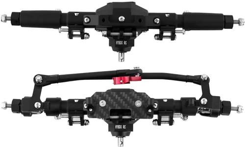 Miniatura 4 de Kit de eje delantero y trasero con patrón de diamante anodizado de aluminio CNC para 1/10 RC Track Vehicle SCX10 II 90046 90047 (negro)