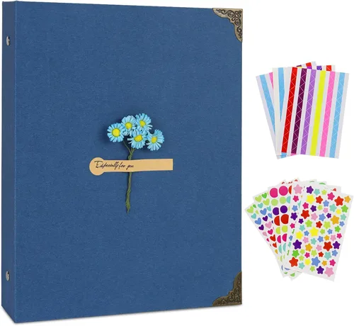Miniatura 19 de Álbum de recortes de cuero ZEEYUAN, regalo del Día de la Madre, álbum de recortes morado, regalo para abuela, libro de fotos para parejas, libro