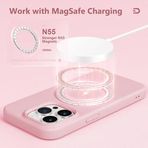 Miniatura 343 de GONEZ Funda de silicona para iPhone 15 Pro Max, compatible con Magsafe, protector de cámara + protector de pantalla, forro de microfibra suave
