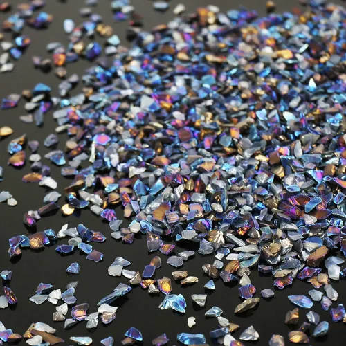 Miniatura 25 de Chips de vidrio triturado irregulares, 3.53 onzas de piedras metálicas gruesas con purpurina para arte de uñas, relleno de molde de resina