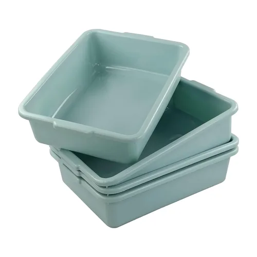 Miniatura 7 de Xyskin Tinas de autobús comerciales de plástico de 13 L, caja de autobús grande para uso general, verde, paquete de 4 Verde menta