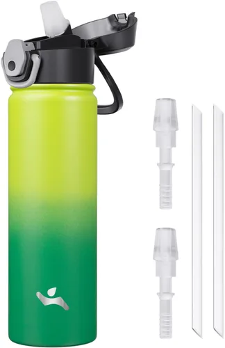 Miniatura 11 de Konokyo Botella de agua aislada de 22 onzas con pajilla, asa de transporte, verde militar