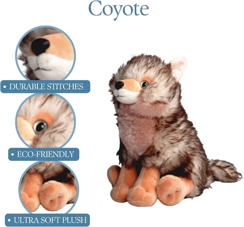 Miniatura 3 de The Petting Zoo Coyote - Animal de peluche, regalos para niños, animales salvajes del zoológico Onez, juguete de peluche de 12 pulgadas