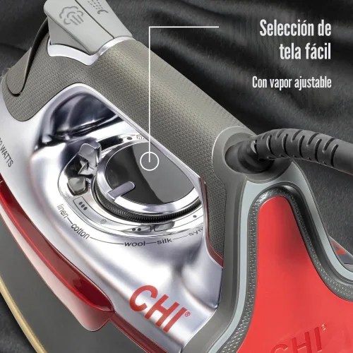 Miniatura 4 de Plancha de vapor CHI Steam para ropa con más de 300 agujeros para una potente función de vapor, dial de guía de temperatura, 1700 vatios, cable XL