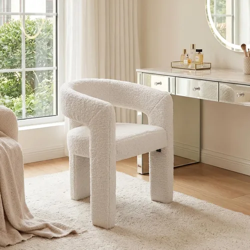 Miniatura 26 de HNY Silla moderna de cocina y comedor de estilo barril, silla de acento tapizada en cuero sintético PU con brazo, silla de lado de 47 cm de ancho