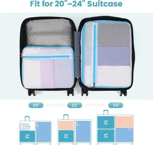 Miniatura 9 de Cambond Cubos de embalaje de malla de doble uso, bolsa de lavandería Cubos de embalaje transparentes para viajes, bolsas de lavandería de malla