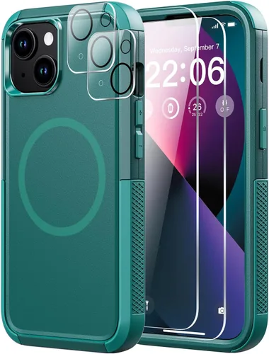 Miniatura 36 de Diverbox Funda para iPhone 13 [compatible con MagSafe] [con protector de pantalla] [a prueba de golpes] [a prueba de caídas] Funda de protección