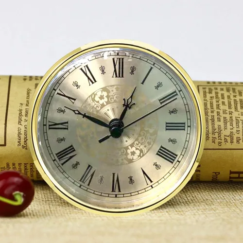 Miniatura 3 de HILLHOME Mini reloj de cuarzo redondo de 4.3 pulgadas (4.331 in), movimiento de ajuste, reloj en miniatura, esfera dorada, bisel en tono dorado