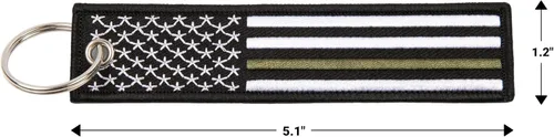 Miniatura 5 de Great 1 Línea Verde Delgada Bandera Americana Llavero con Anillo y Mosquetón Paquete de 2 - Militar, Guardabosques de Parque, Patrulla Fronteriza