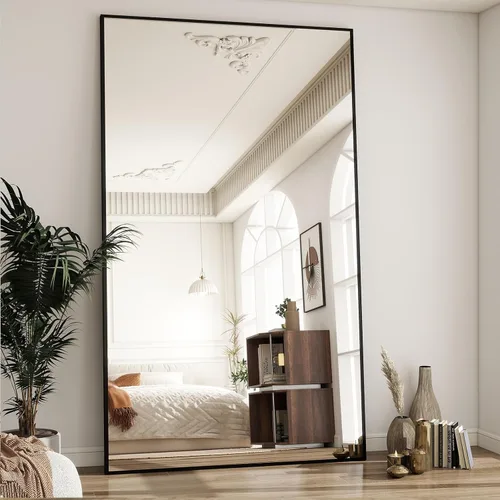 Miniatura 31 de BEAUTYPEAK - Espejo de longitud completa con soporte, de 56 pulgadas x 21 pulgadas, espejo de piso con marco fino de aleación de aluminio, espejos