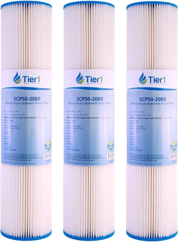 Miniatura 17 de Tier1 Filtro de agua de 30 micras de 20 x 4.5 pulgadas Filtro de agua de sedimentos para toda la casa Cartucho de poliéster plisado Reemplazo